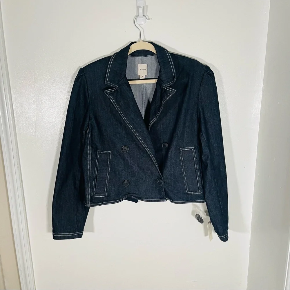 NWT Anthropologie Maeve Boxy Rinsed Denim Blazer